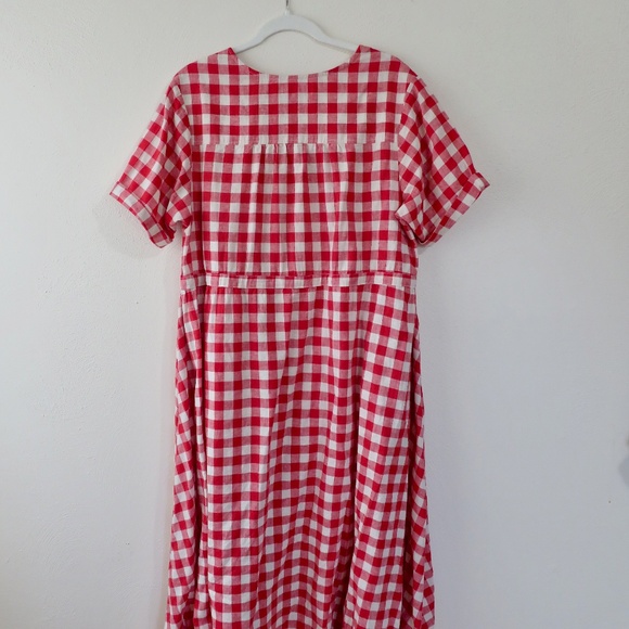 Tradlands Nell Midi Dress Red White Fig Toast Gingham Size Large L Like New - Picture 7 of 8